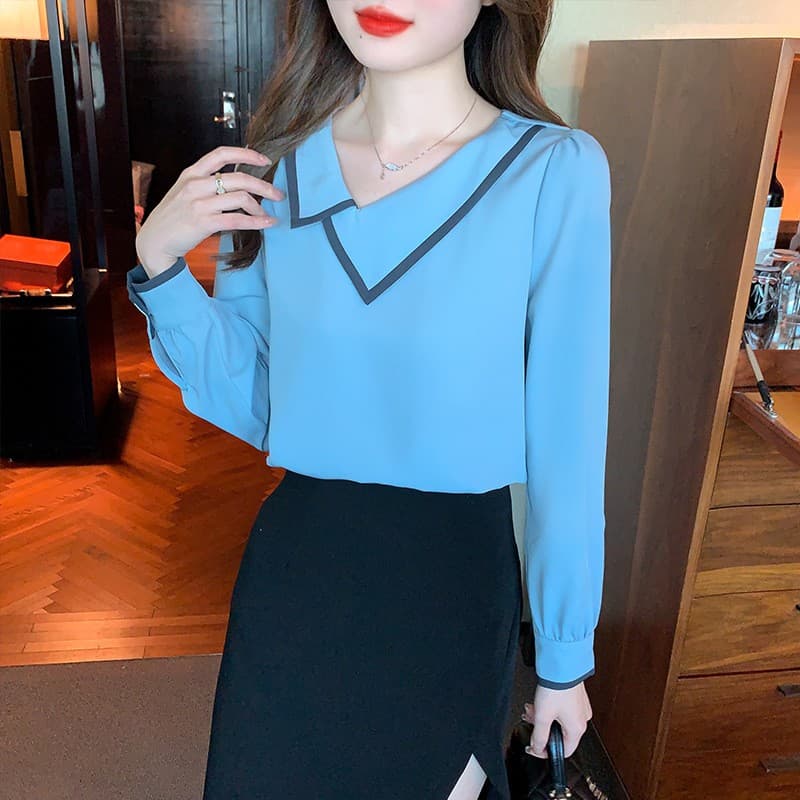 긴팔 여성 셔츠 디자인 센스 2026 봄 가을 새로운 미니멀리즘 출퇴근 Chic 아름다운 작은 셔츠 품격 맨위 이미지 5