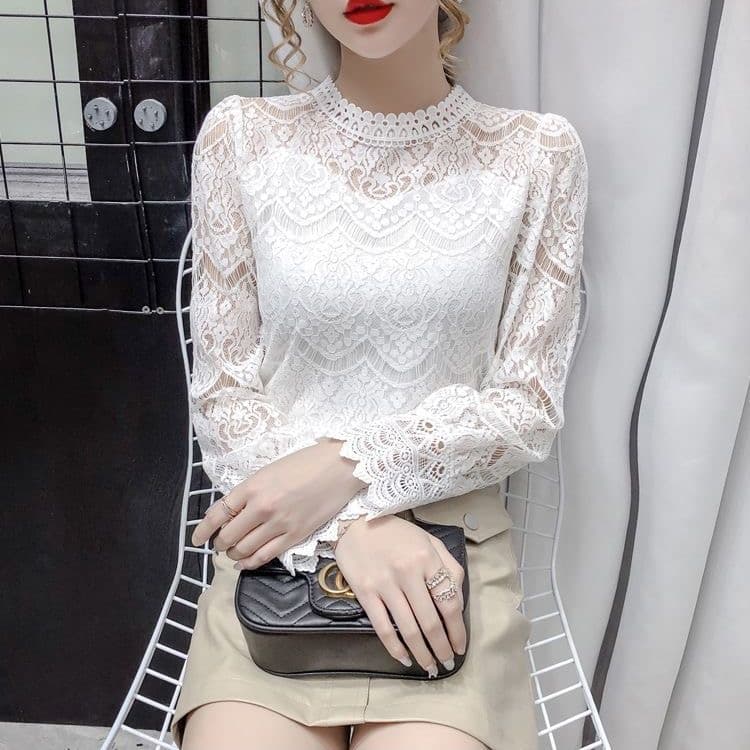 유럽 상품 레이스 기본 셔츠 여성 2026 봄과 가을 옷 새로운 한국 스타일 인사이드 가져 가라. 망사 맨위 외국 가스 이미지 3