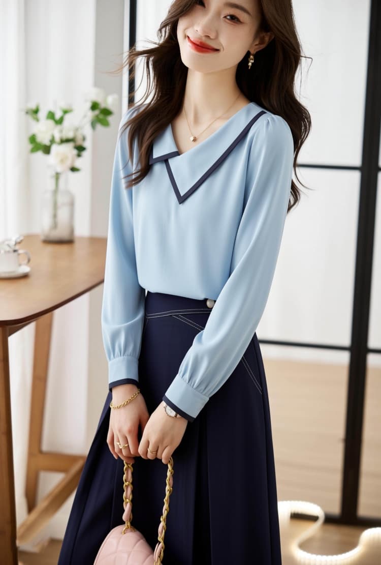 긴팔 여성 셔츠 디자인 센스 2026 봄 가을 새로운 미니멀리즘 출퇴근 Chic 아름다운 작은 셔츠 품격 맨위 상세 이미지 7