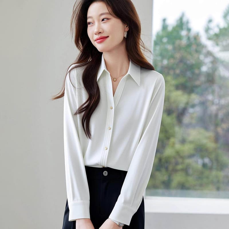 핑크색 셔츠 여성 긴 소매 직장 착용 가져 가라. 경력 고급 센스 교 자본금 면접 긍정적 인 로드 중 빛 요리 한 바람 26 봄 가을 셔츠 이미지 4