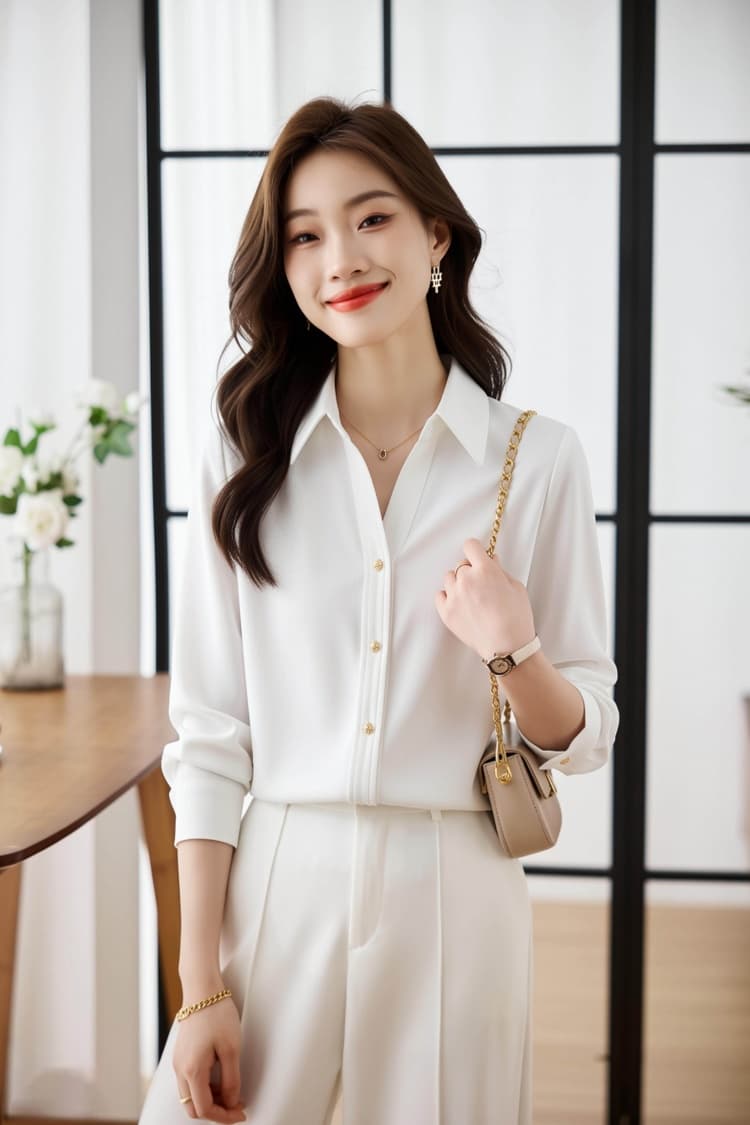 핑크색 셔츠 여성 긴 소매 직장 착용 가져 가라. 경력 고급 센스 교 자본금 면접 긍정적 인 로드 중 빛 요리 한 바람 26 봄 가을 셔츠 상세 이미지 1