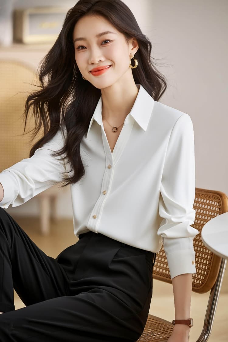 핑크색 셔츠 여성 긴 소매 직장 착용 가져 가라. 경력 고급 센스 교 자본금 면접 긍정적 인 로드 중 빛 요리 한 바람 26 봄 가을 셔츠 상세 이미지 13