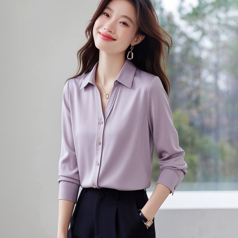 화이트 셔츠 여성 긴 소매 직장 착용 가져 가라. 경력 고급 센스 교 자본금 면접 긍정적 인 로드 중 빛 요리 한 바람 26 봄 가을 셔츠 이미지 4