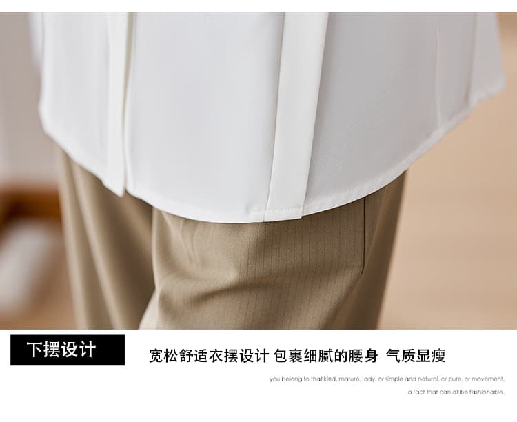 실사 봄 프랑스식 화이트 여성 셔츠 디자인 센스 작은 대중 고급 저항 주름 긴팔 품격 Chic 맨위 새틴 상세 이미지 5