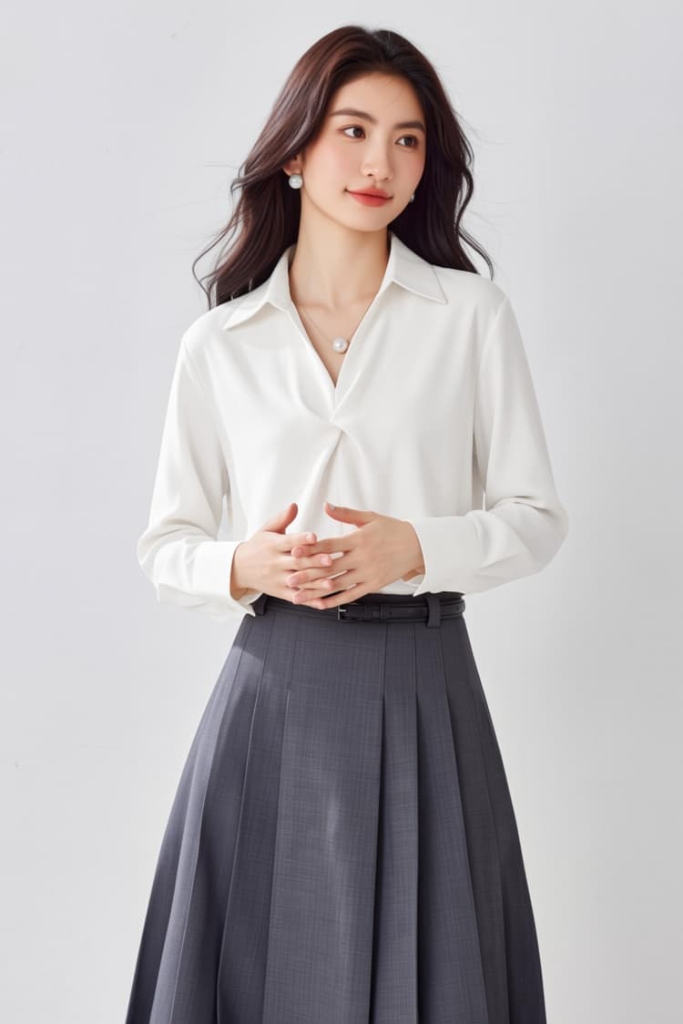 5 색 프랑스식 디자인 센스 품격 새틴 여성 셔츠 26 가을 새로운 출퇴근 슬림해 보이는 진주 목걸이 경력 맨위 상세 이미지 23