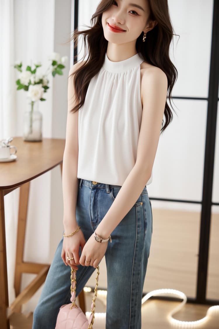 실사 높은 품질 프랑스식 화이트 쉬폰 여성 셔츠 Chic 심장 기계 행침 목 오프숄더 디자인 센스 작은 대중 맨위 상세 이미지 8
