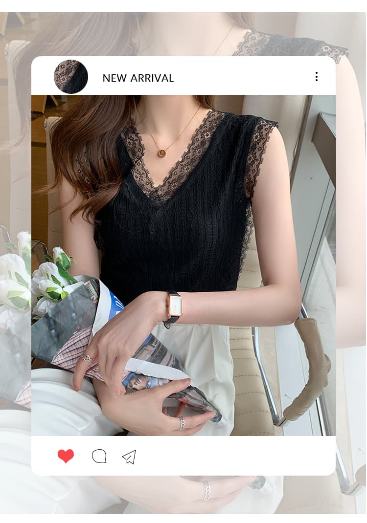 정장 인사이드 가져 가라. V넥 레이스 작은 슬링 조끼 여성 여름 외출용 섹시함 루즈핏 만나는 오프숄더 민소매 맨위 상세 이미지 2