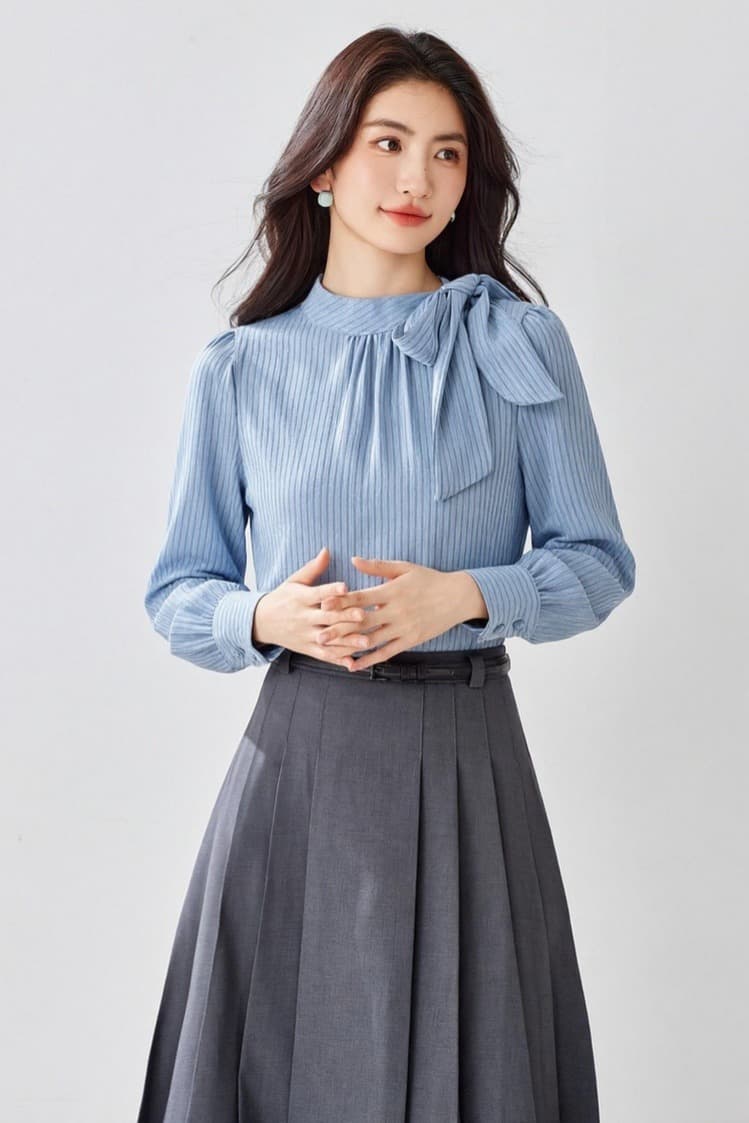 실사 여성 셔츠 2026 봄 가을 새로운 디자인 센스 작은 대중 긴팔 쉬폰 셔츠 여성 루즈핏 경력 맨위 이미지 6