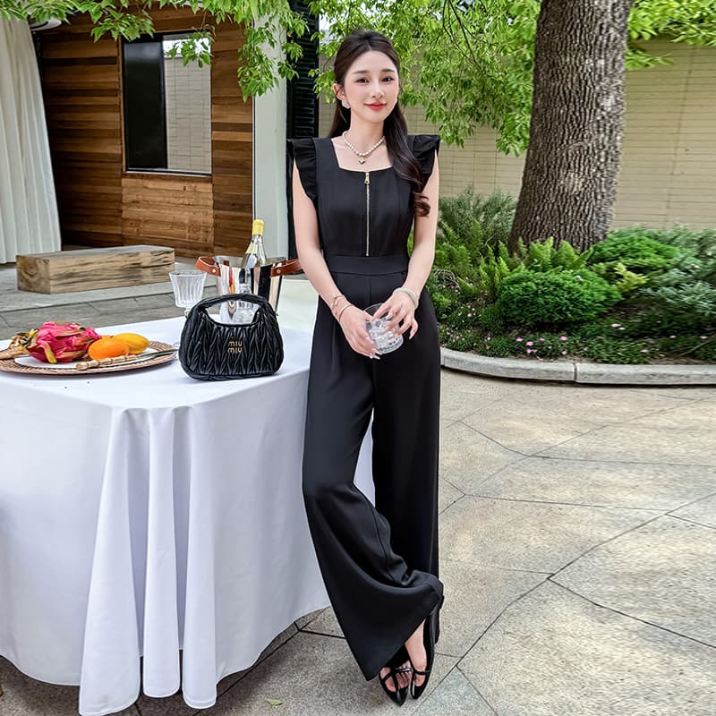 실사 여름 분기 별 칼라 패션 레이스업 Feifei 소매 도루 센스 품격 슬림해 보이는 올인원 바지 이미지 5