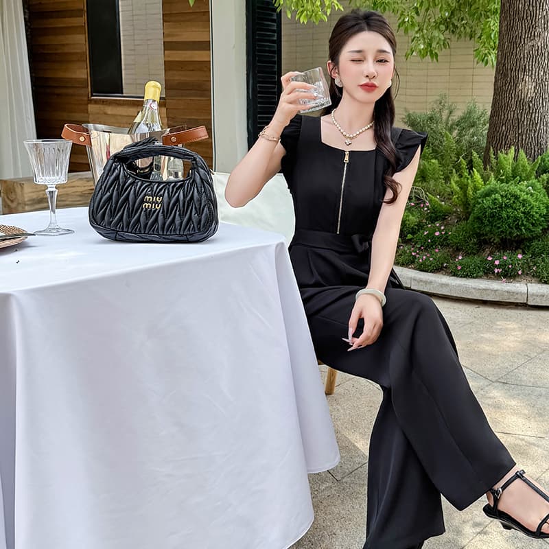 실사 여름 분기 별 칼라 패션 레이스업 Feifei 소매 도루 센스 품격 슬림해 보이는 올인원 바지 이미지 6