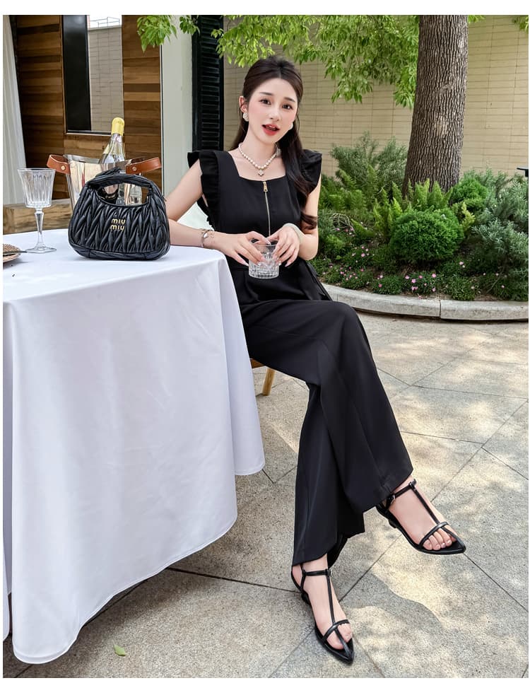 실사 여름 분기 별 칼라 패션 레이스업 Feifei 소매 도루 센스 품격 슬림해 보이는 올인원 바지 상세 이미지 6