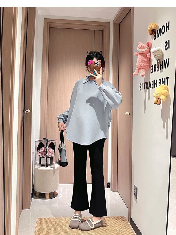 임산부 후드티 패션 가을 체크무늬 칼라 긴팔 가을 의상 맨위 상세 이미지 10