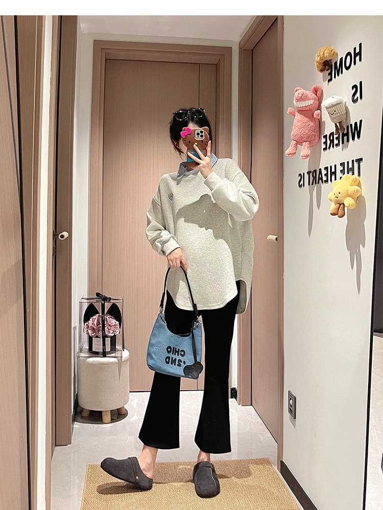 임산부 후드티 패션 가을 체크무늬 칼라 긴팔 가을 의상 맨위 상세 이미지 25