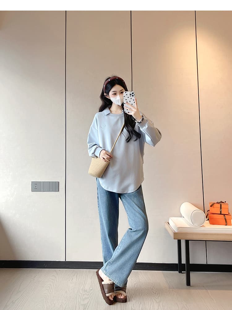 임산부 후드티 패션 체크무늬 칼라 긴팔 봄과 가을 옷 맨위 상세 이미지 22