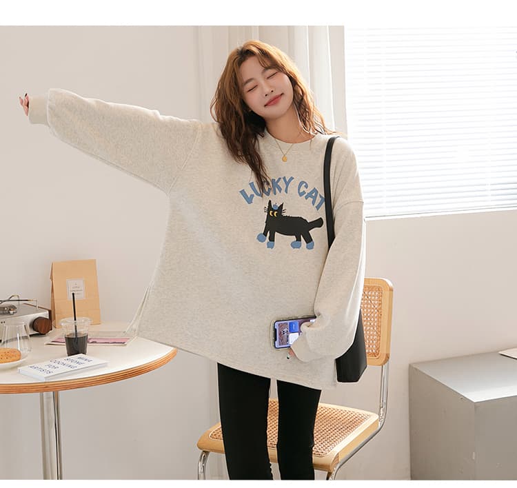 출산 착용 후드티 봄 가을 맨위 루즈핏 캐주얼 외국 가스 연령 감소 중간 길이 긴팔 상세 이미지 8