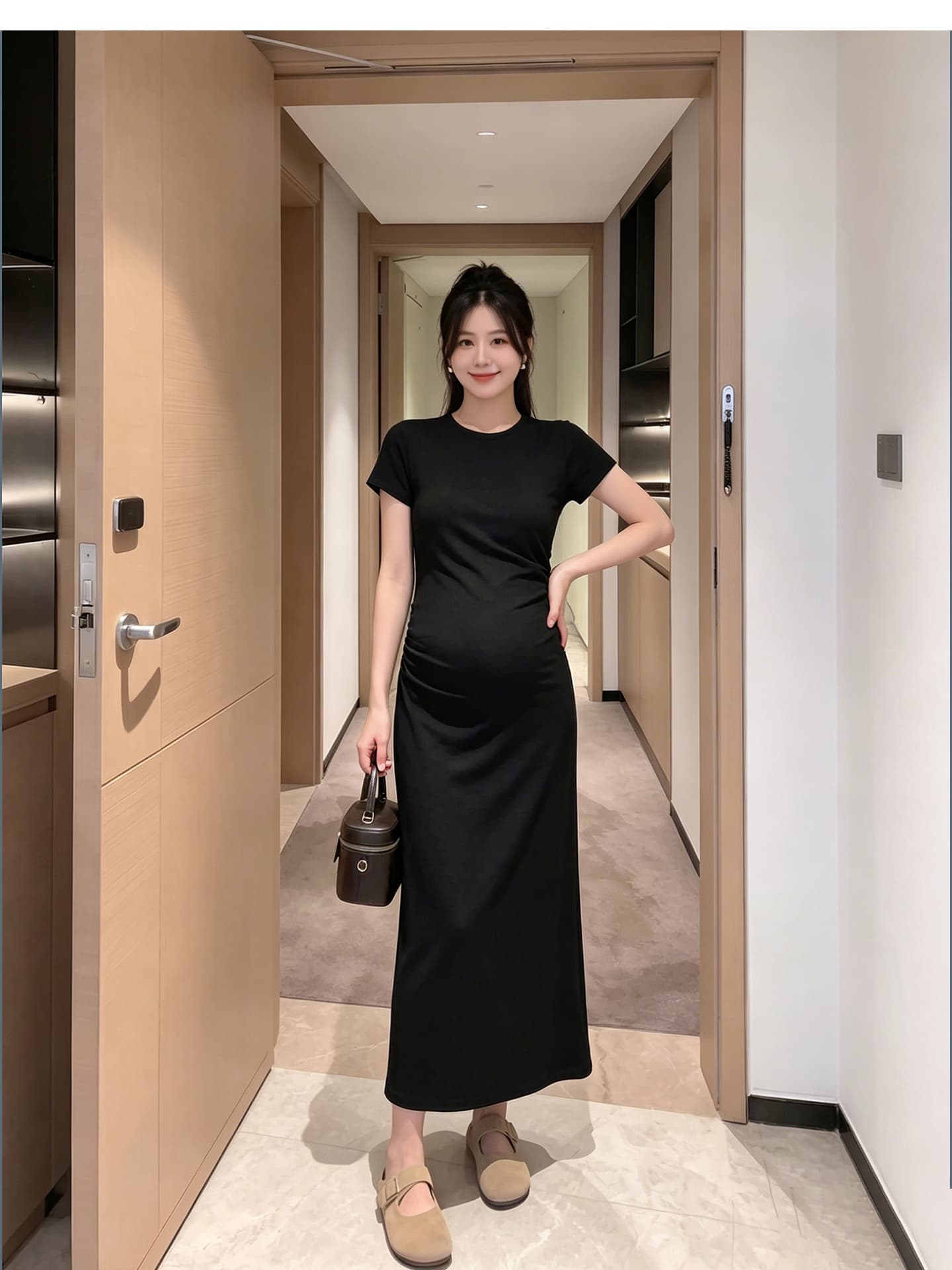 임산부 드레스 여름 루즈핏 티셔츠 치마 슬림해 보이는 반팔 임산부 치마 상세 이미지 4