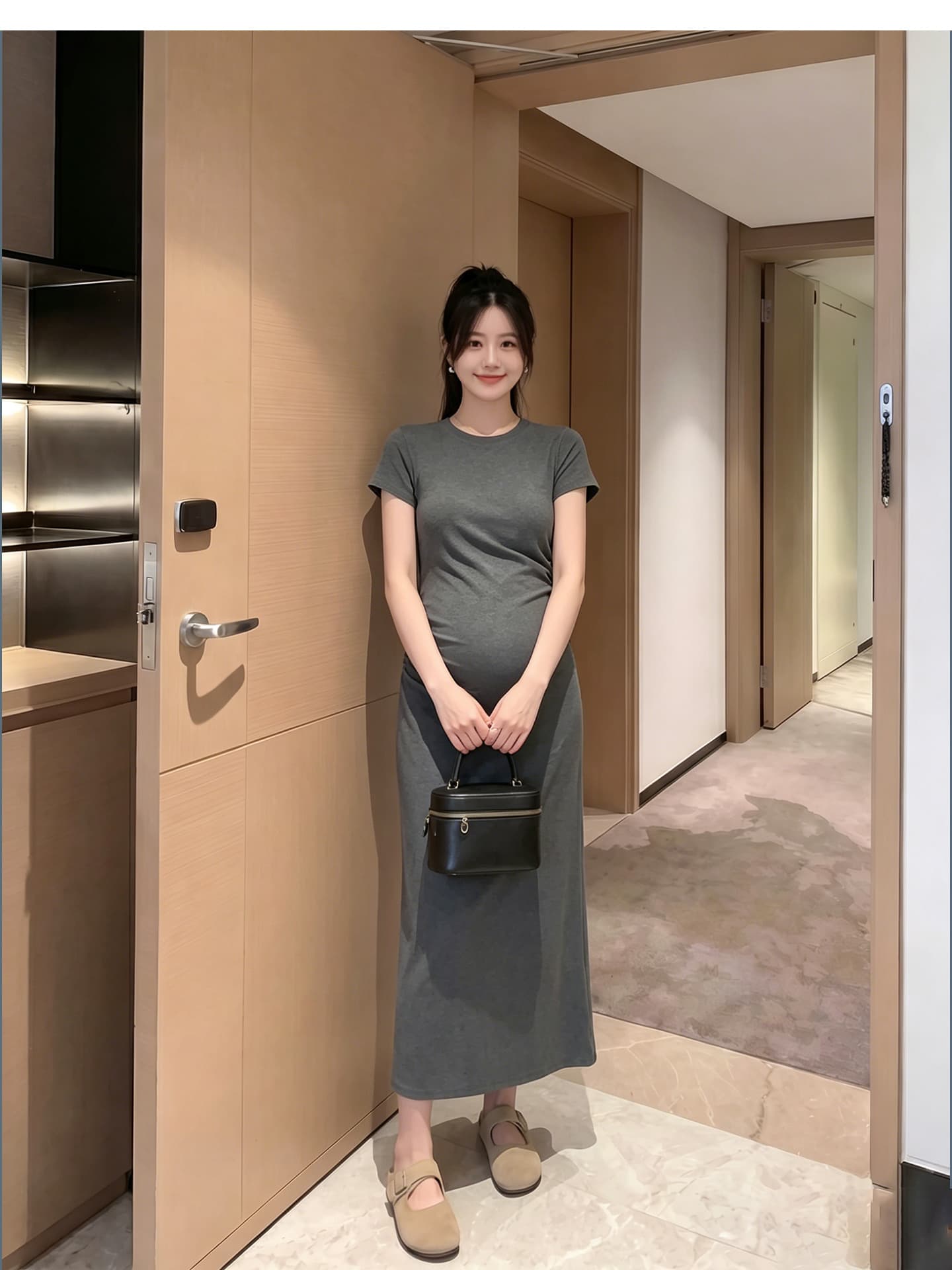임산부 드레스 여름 루즈핏 티셔츠 치마 슬림해 보이는 반팔 임산부 치마 상세 이미지 7