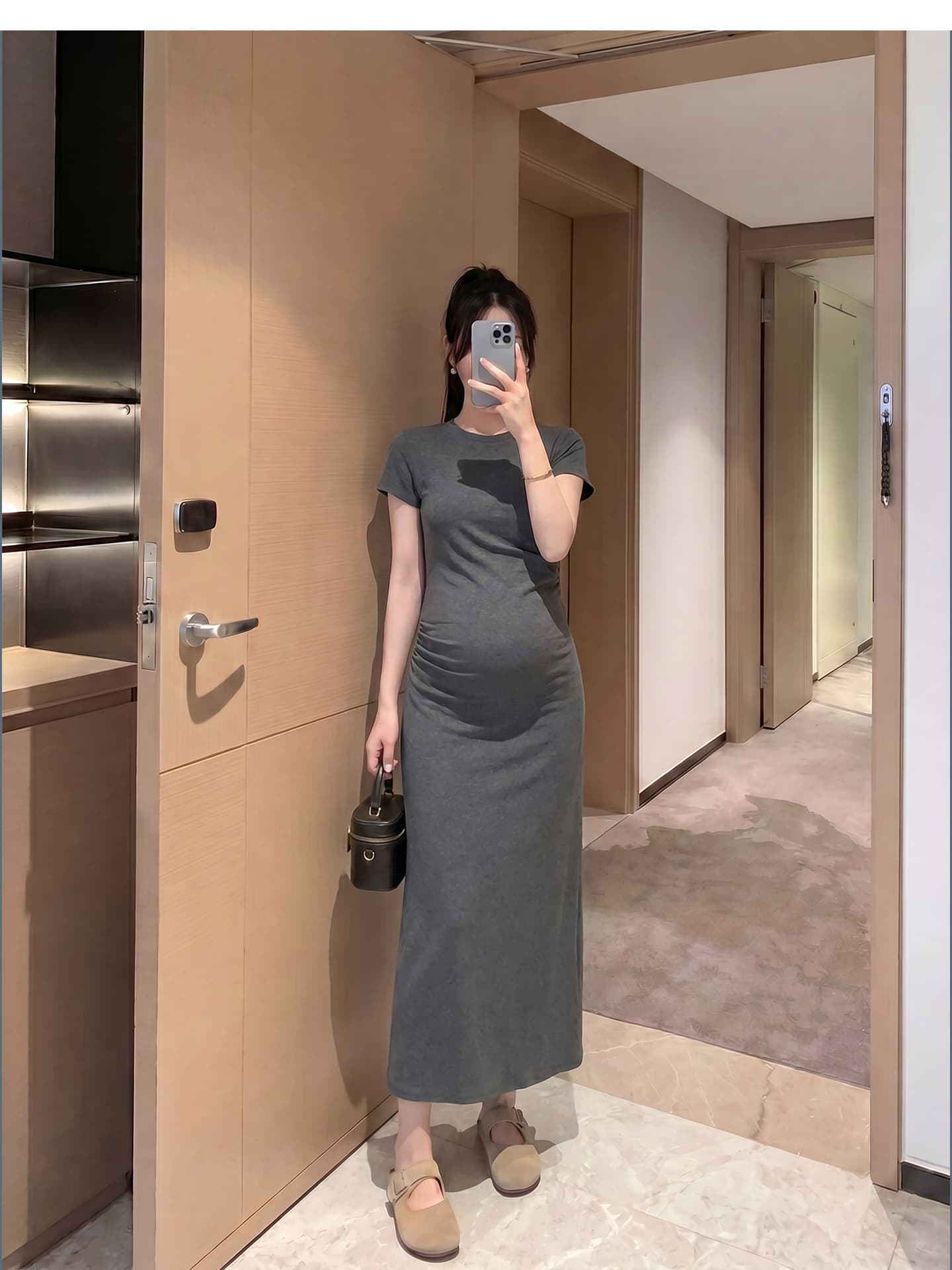 임산부 드레스 여름 루즈핏 티셔츠 치마 슬림해 보이는 반팔 임산부 치마 상세 이미지 10