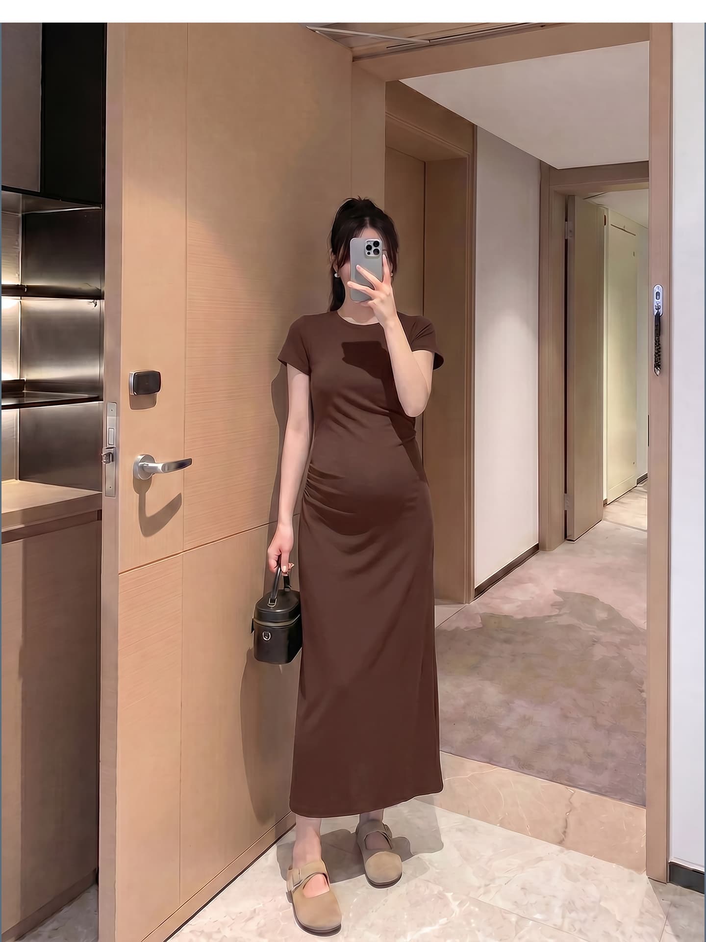 임산부 드레스 여름 루즈핏 티셔츠 치마 슬림해 보이는 반팔 임산부 치마 상세 이미지 12