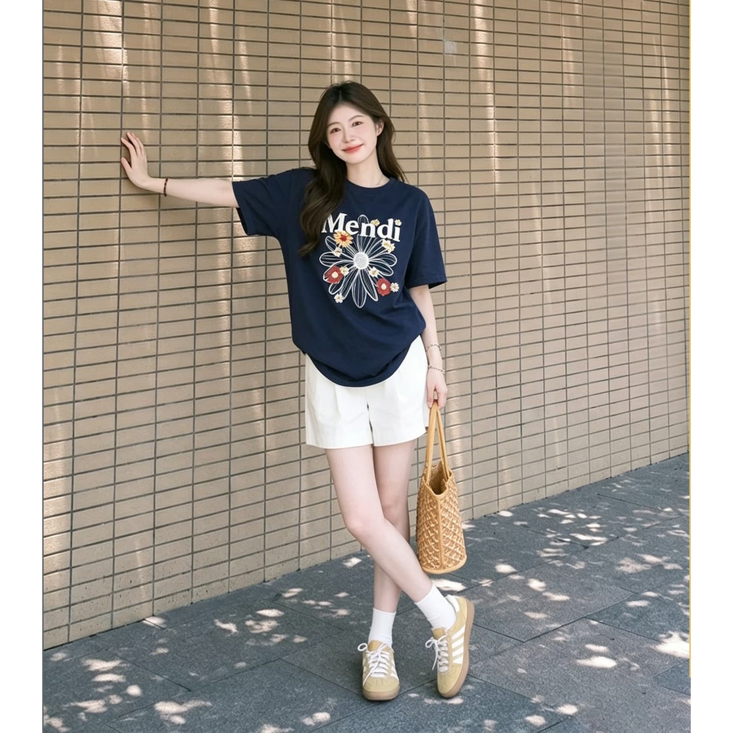 임산부 여름 외출용 얇은 스타일 캐주얼 루즈핏 반팔 맨위 여름 드레스 투피스 세트 이미지 5