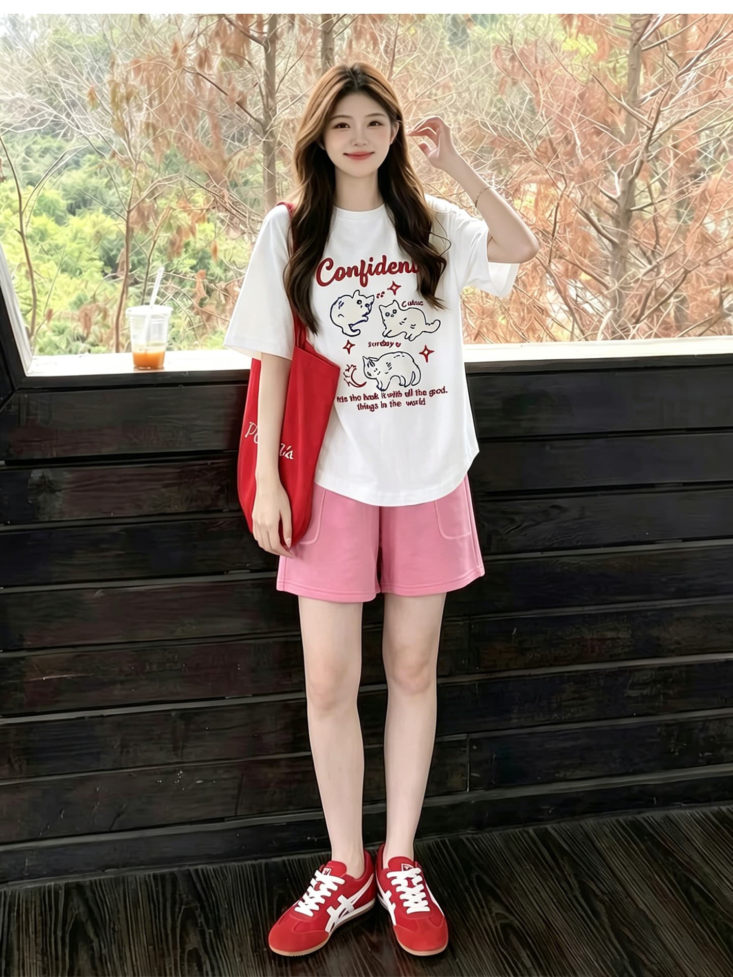 임산부 티셔츠 맨위 여름 외출용 얇은 스타일 패션 세트 투피스 세트 상세 이미지 13