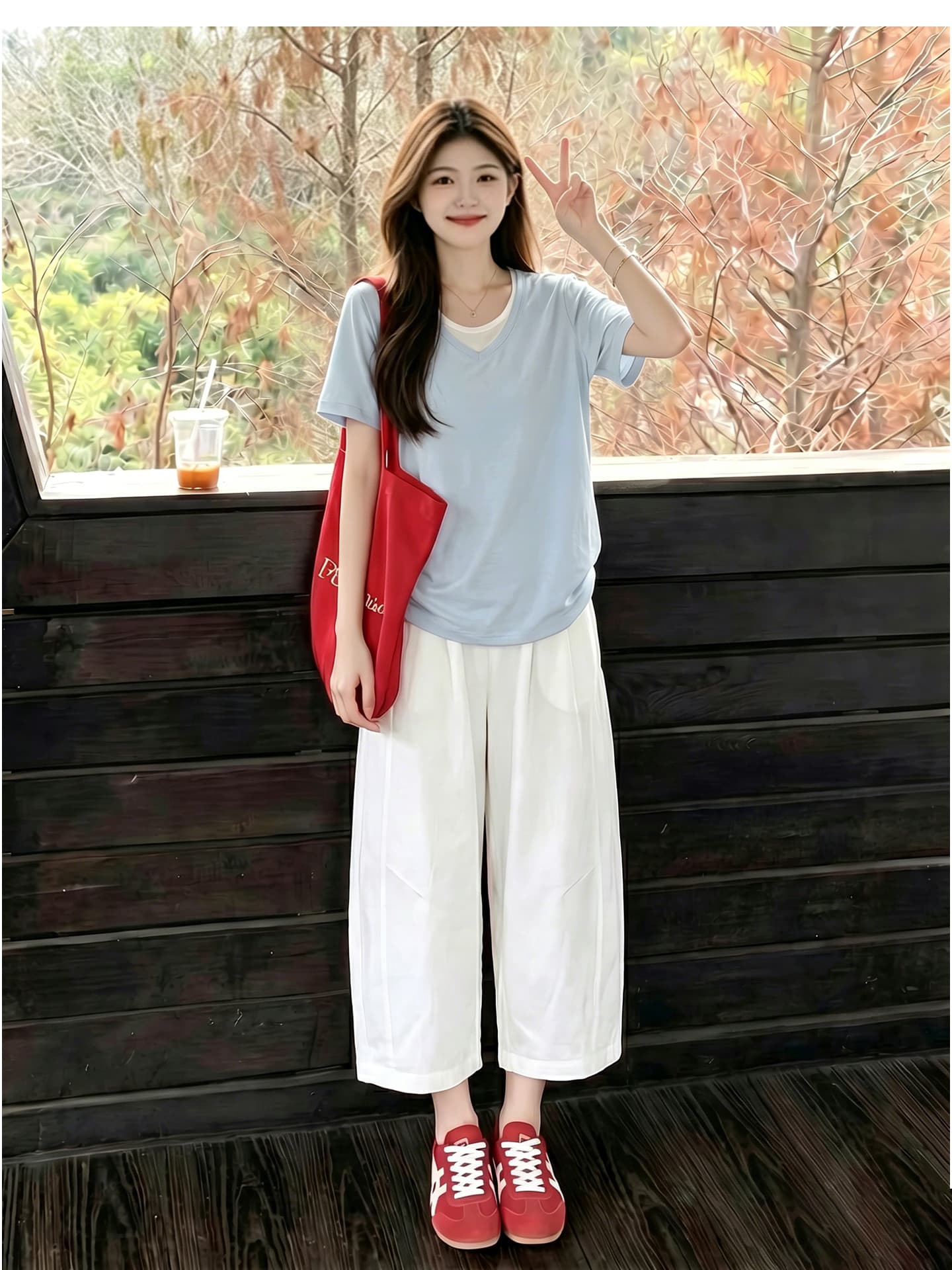 임산부 세트 여름 새로운 한국 스타일 루즈핏 패션 임산부 투피스 세트 상세 이미지 4
