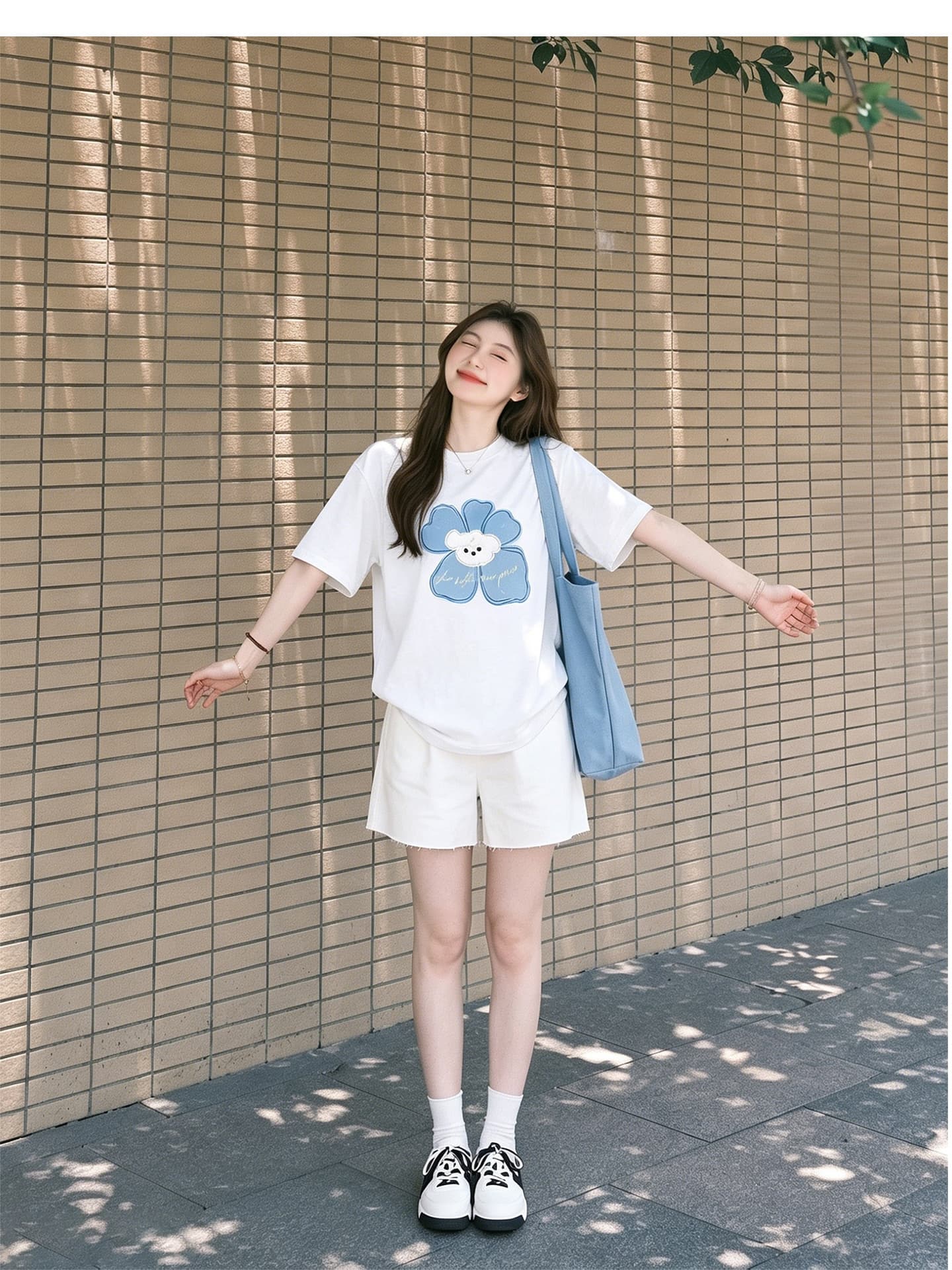 임산부 여름 외출용 얇은 스타일 캐주얼 루즈핏 반팔 맨위 여름 드레스 투피스 세트 상세 이미지 13