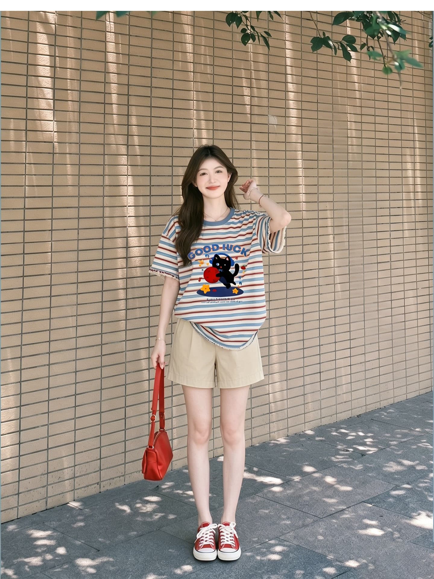 임산부 여름 외출용 얇은 스타일 캐주얼 루즈핏 반팔 맨위 여름 드레스 투피스 세트 상세 이미지 10