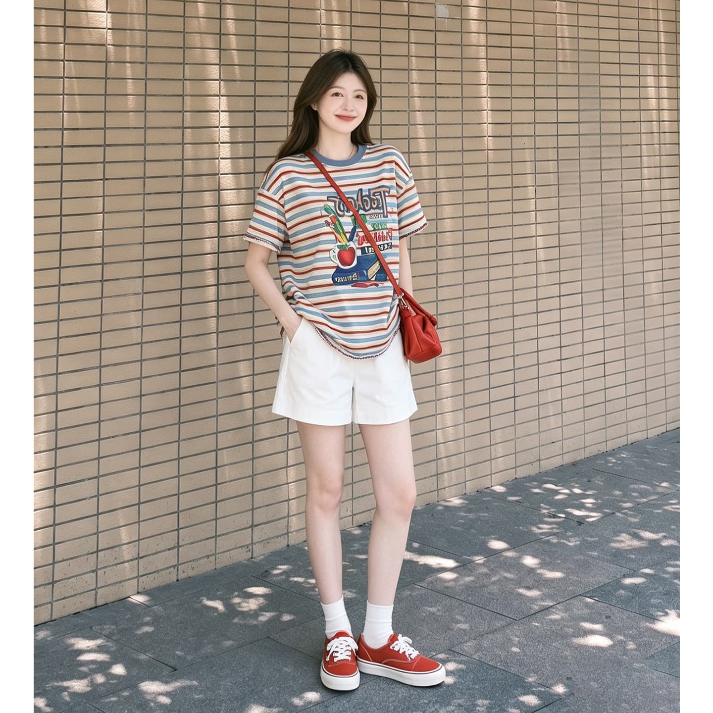임산부 여름 외출용 얇은 스타일 캐주얼 루즈핏 반팔 맨위 여름 드레스 투피스 세트 이미지 5