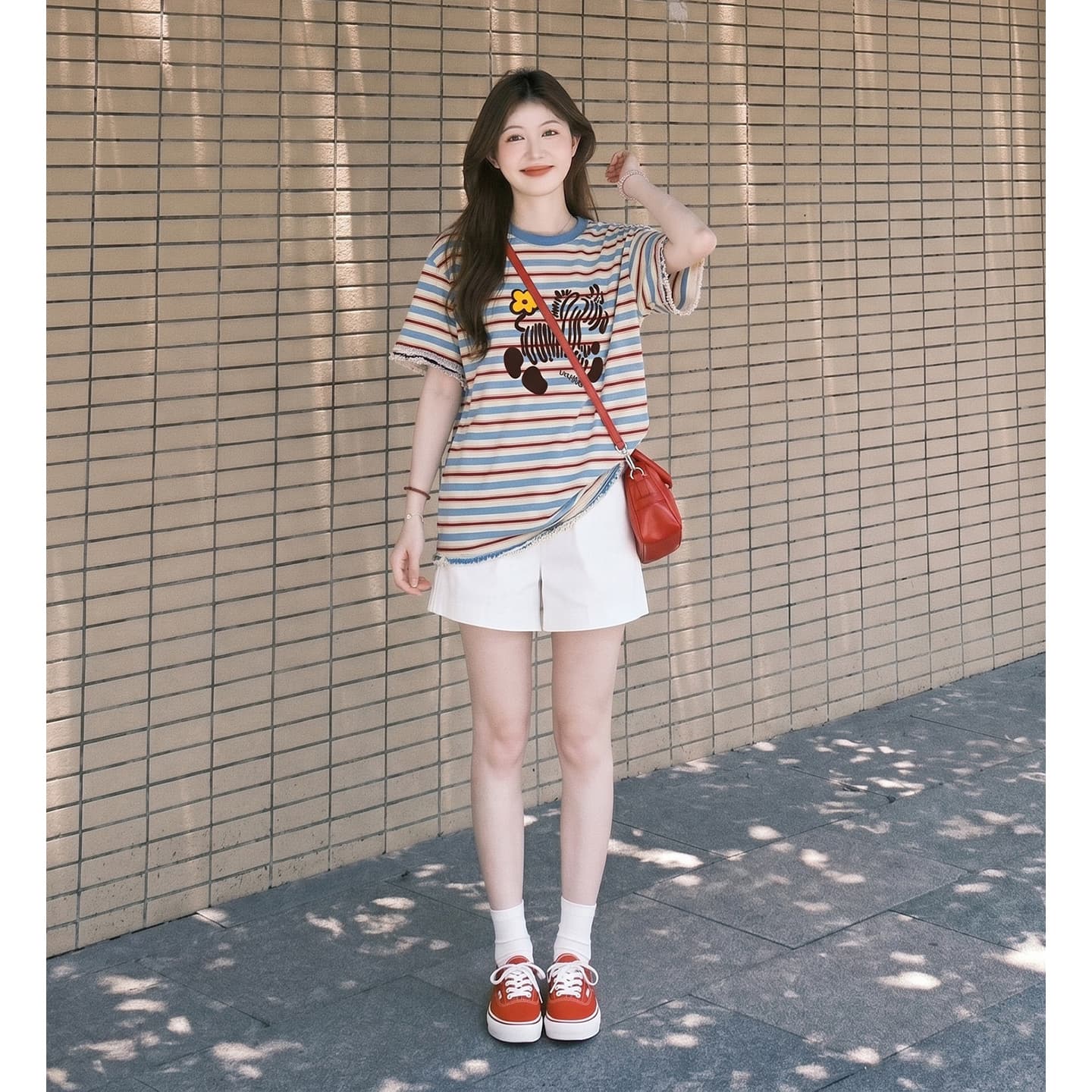 임산부 여름 외출용 얇은 스타일 캐주얼 루즈핏 반팔 맨위 여름 드레스 투피스 세트 이미지 3