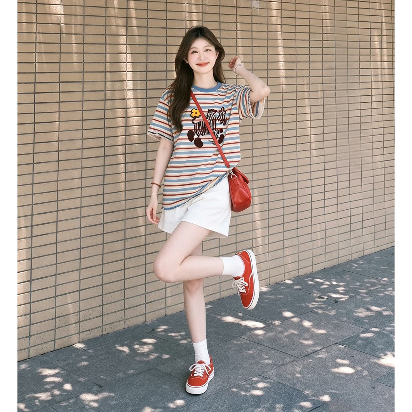 임산부 여름 외출용 얇은 스타일 캐주얼 루즈핏 반팔 맨위 여름 드레스 투피스 세트 이미지 5