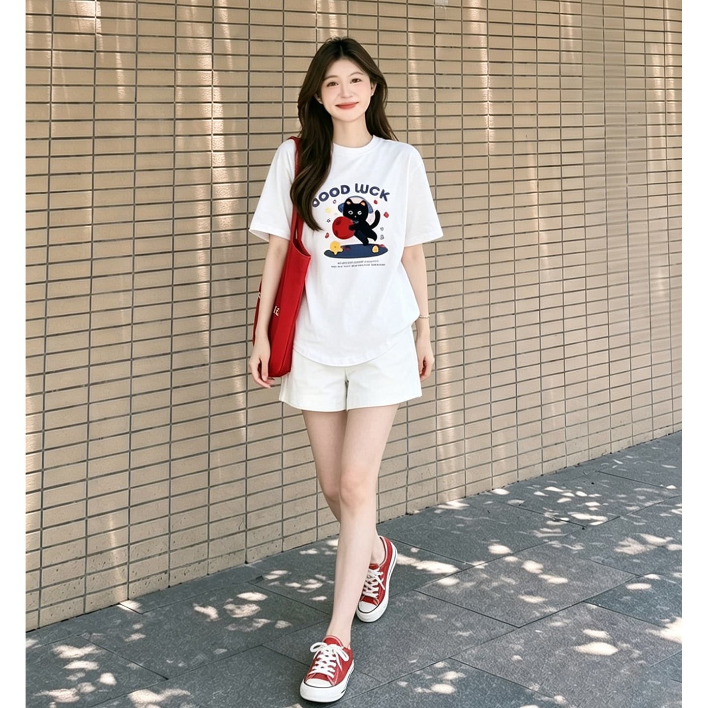 임산부 여름 외출용 얇은 스타일 캐주얼 루즈핏 반팔 맨위 여름 드레스 투피스 세트 이미지 5