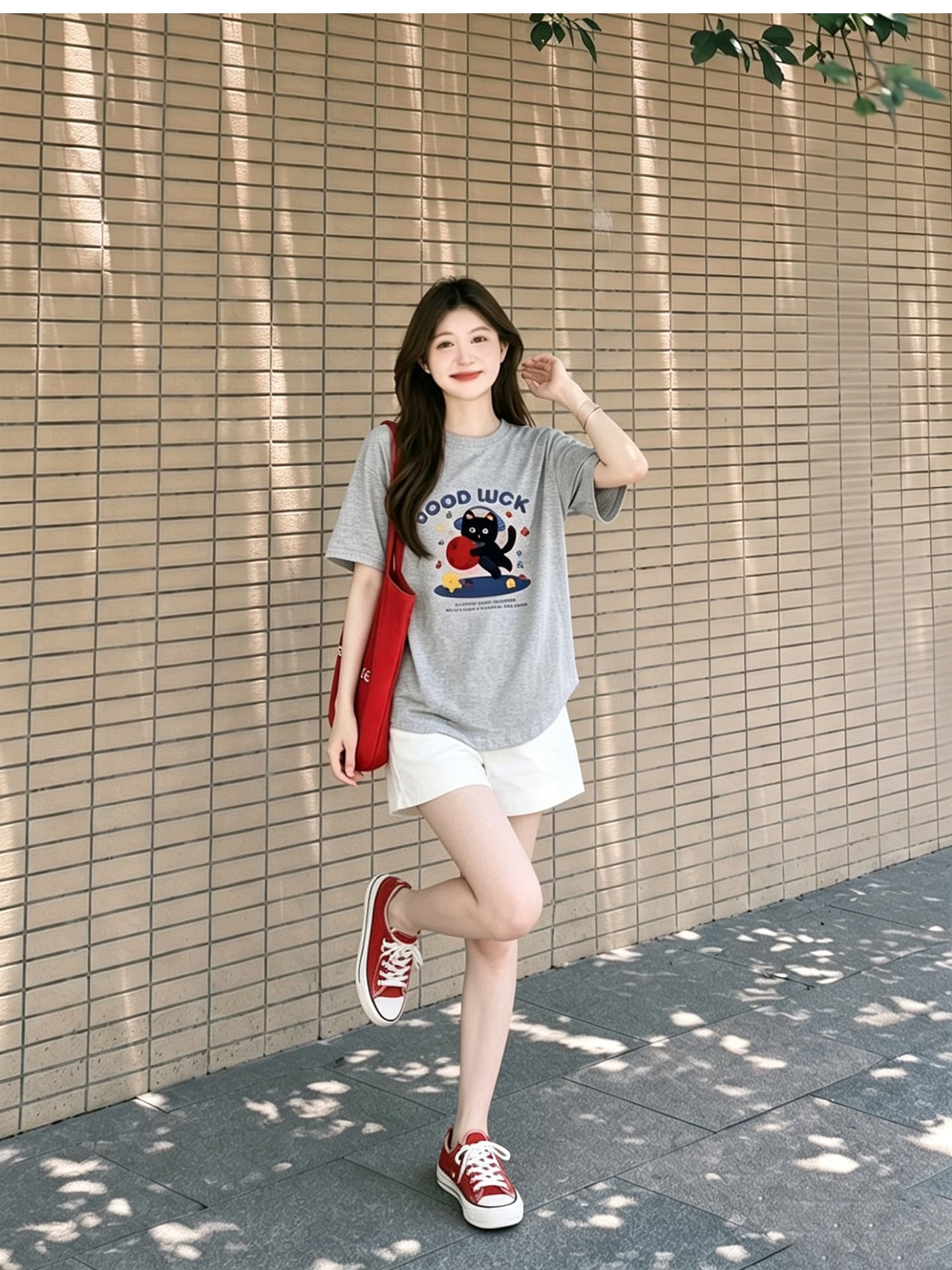 임산부 여름 외출용 얇은 스타일 캐주얼 루즈핏 반팔 맨위 여름 드레스 투피스 세트 상세 이미지 5