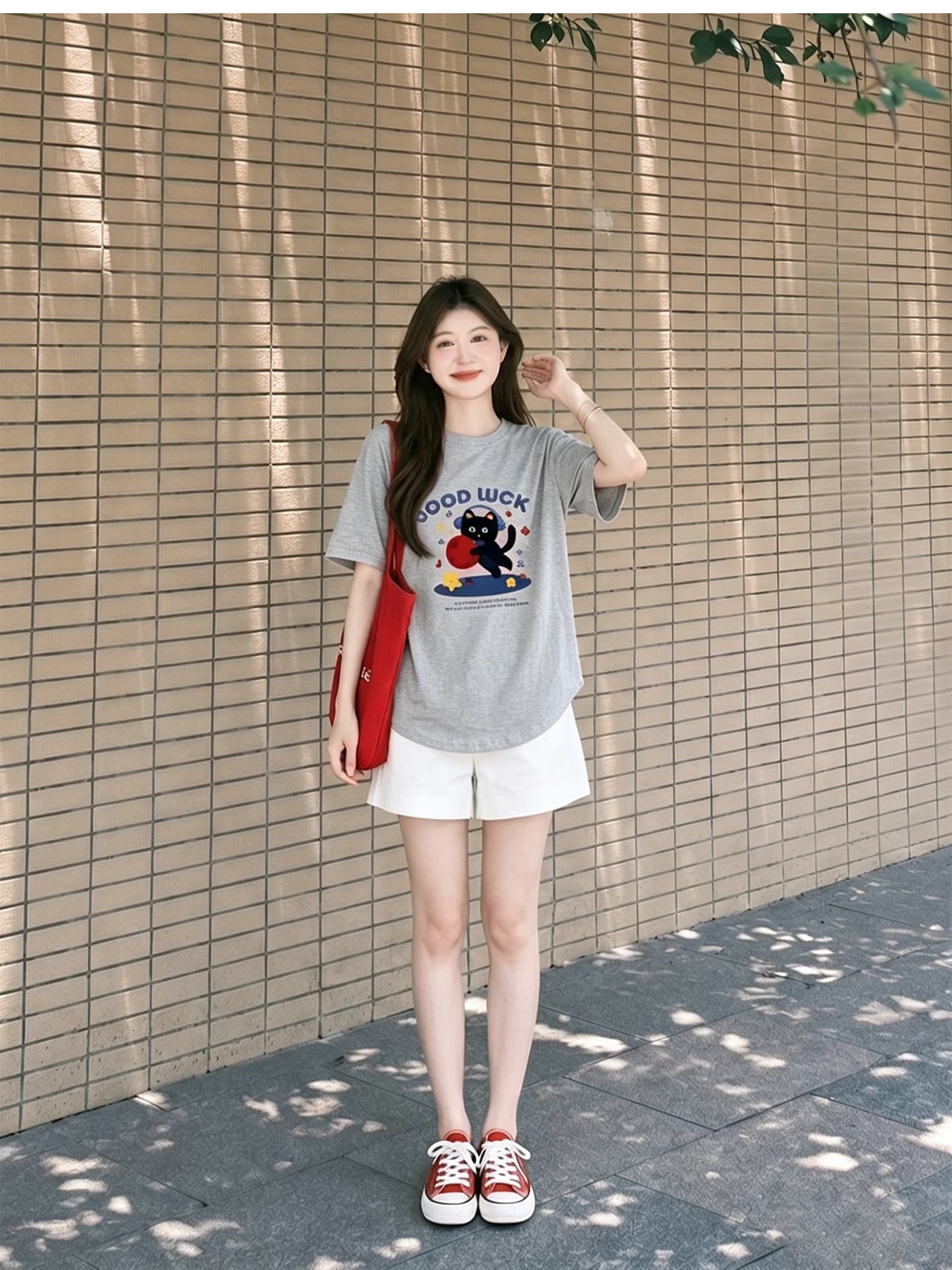 임산부 여름 외출용 얇은 스타일 캐주얼 루즈핏 반팔 맨위 여름 드레스 투피스 세트 상세 이미지 16