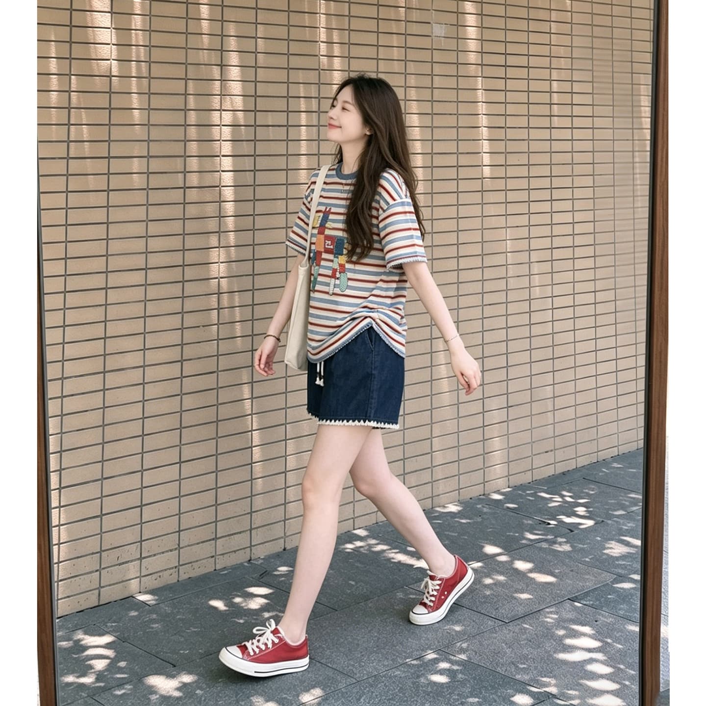 임산부 여름 외출용 얇은 스타일 캐주얼 루즈핏 반팔 맨위 여름 드레스 투피스 세트 이미지 2