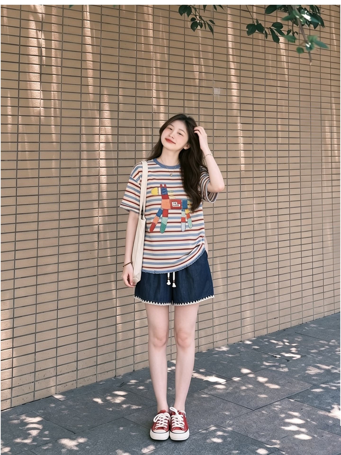 임산부 여름 외출용 얇은 스타일 캐주얼 루즈핏 반팔 맨위 여름 드레스 투피스 세트 상세 이미지 10