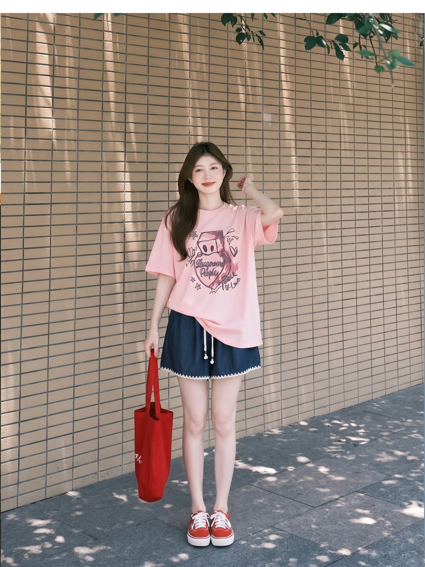 임산부 여름 외출용 얇은 스타일 캐주얼 루즈핏 반팔 맨위 여름 드레스 투피스 세트 상세 이미지 17