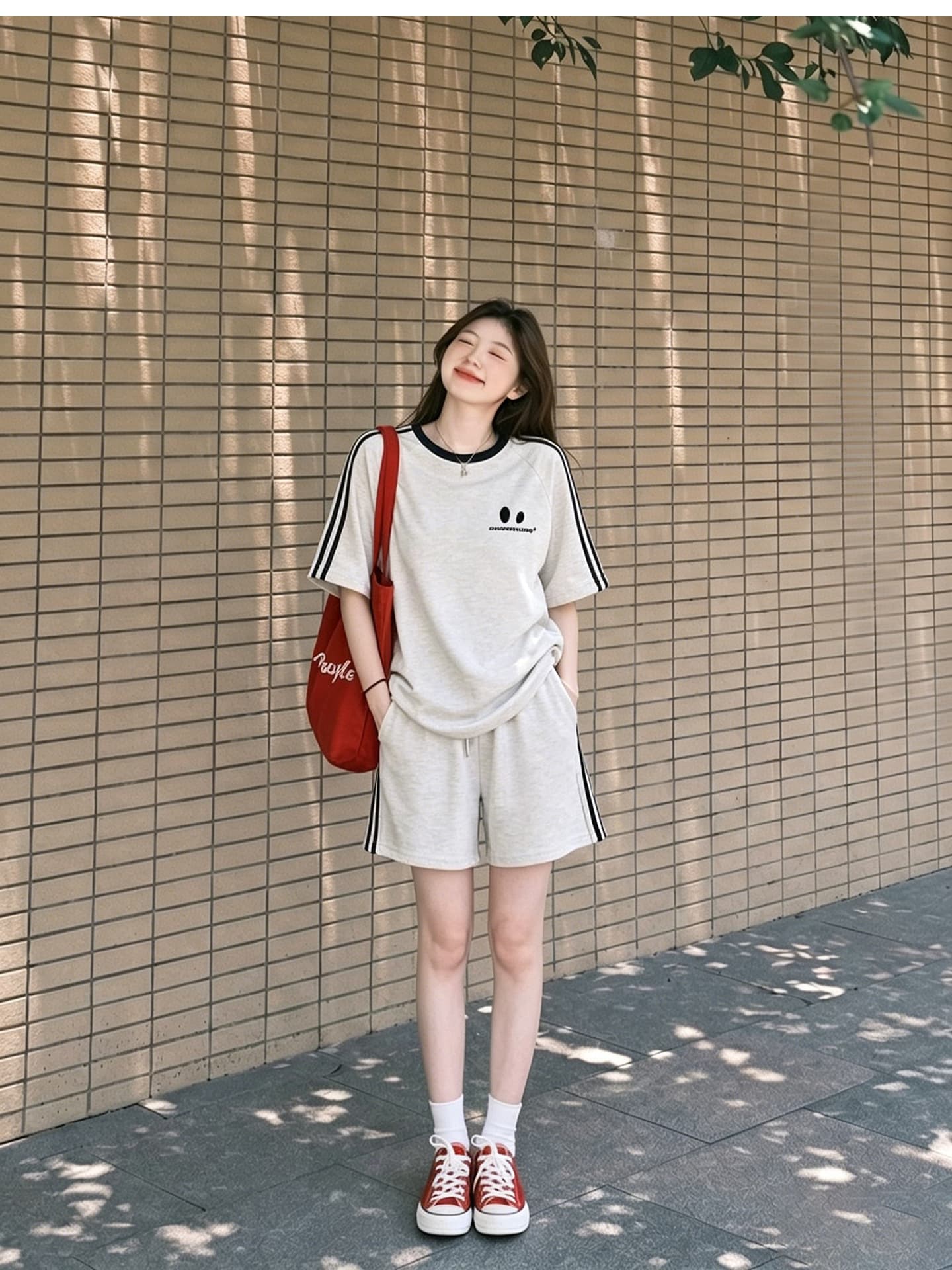 임산부 세트 여름 새로운 한국 스타일 루즈핏 패션 임산부 투피스 세트 맨위 반바지 상세 이미지 8