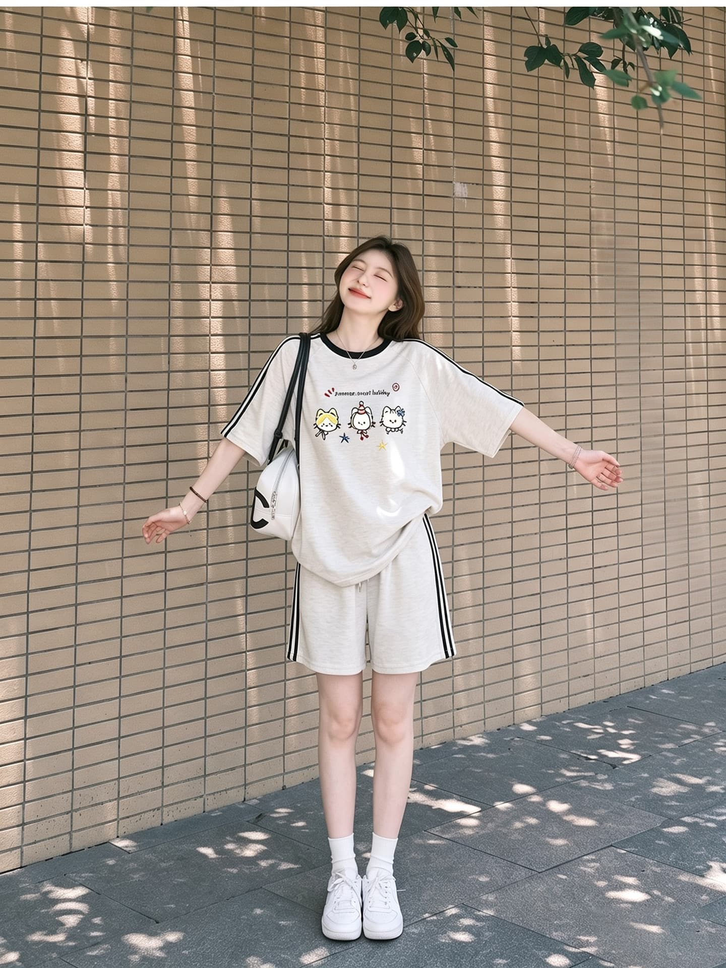 임산부 세트 여름 새로운 한국 스타일 루즈핏 패션 임산부 투피스 세트 맨위 반바지 상세 이미지 9