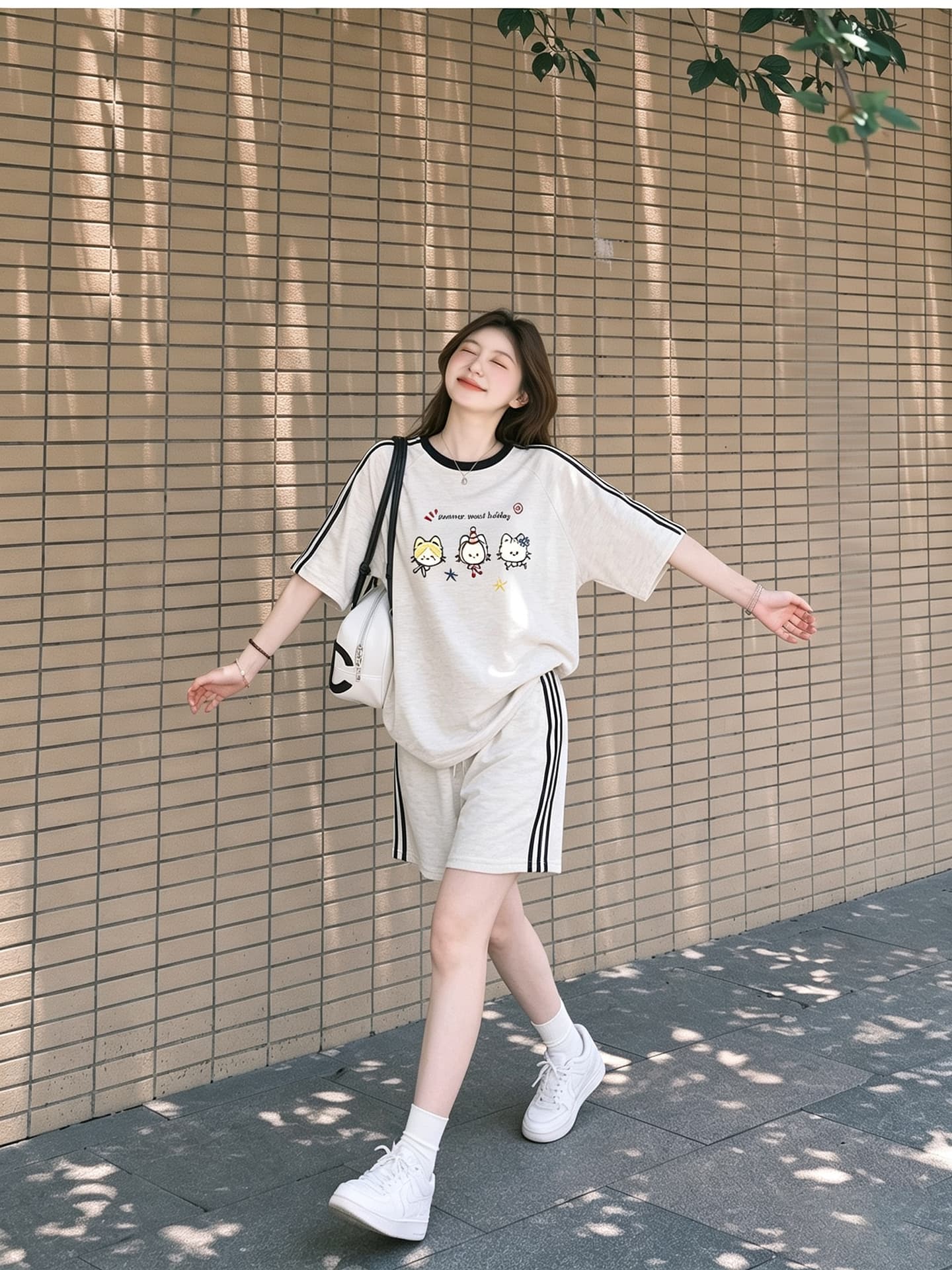 임산부 세트 여름 새로운 한국 스타일 루즈핏 패션 임산부 투피스 세트 맨위 반바지 상세 이미지 10