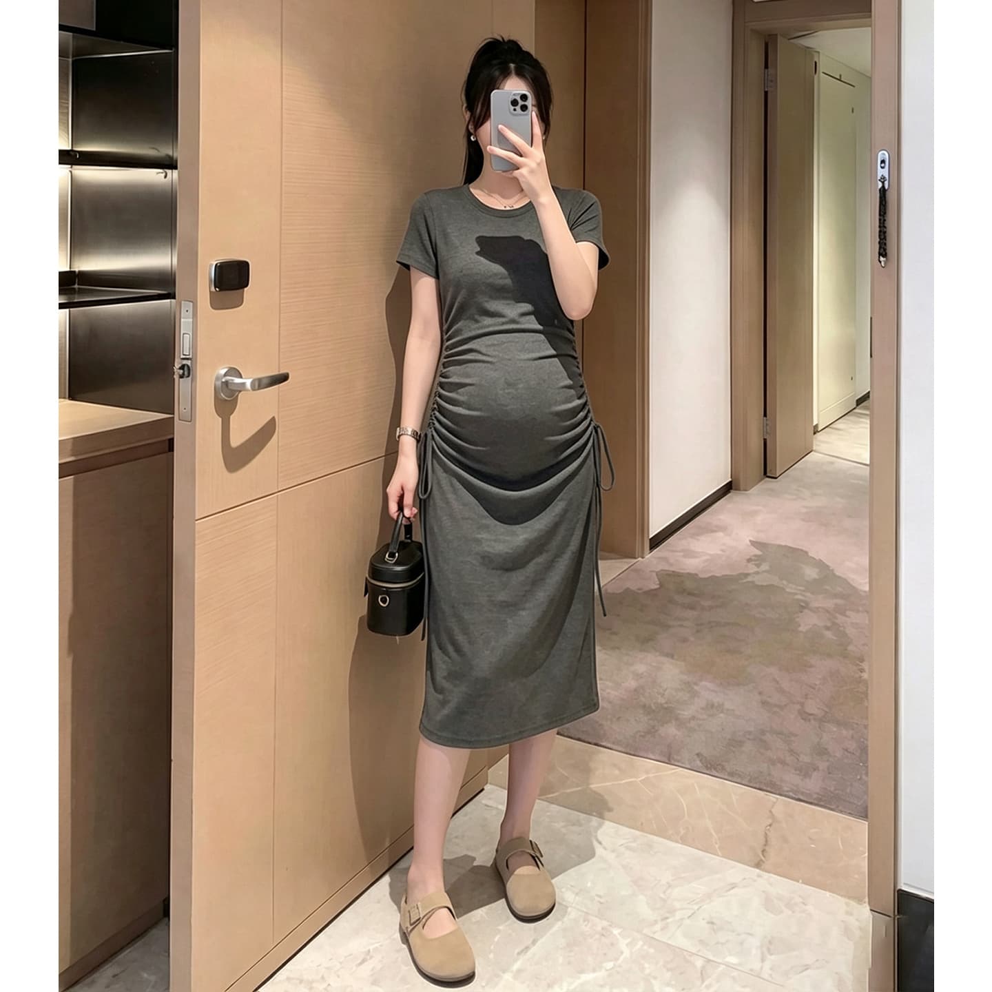 임산부 드레스 여름 롱 코트 임신 기간 착용 가져 가라. 패션 디자인 센스 이미지 2