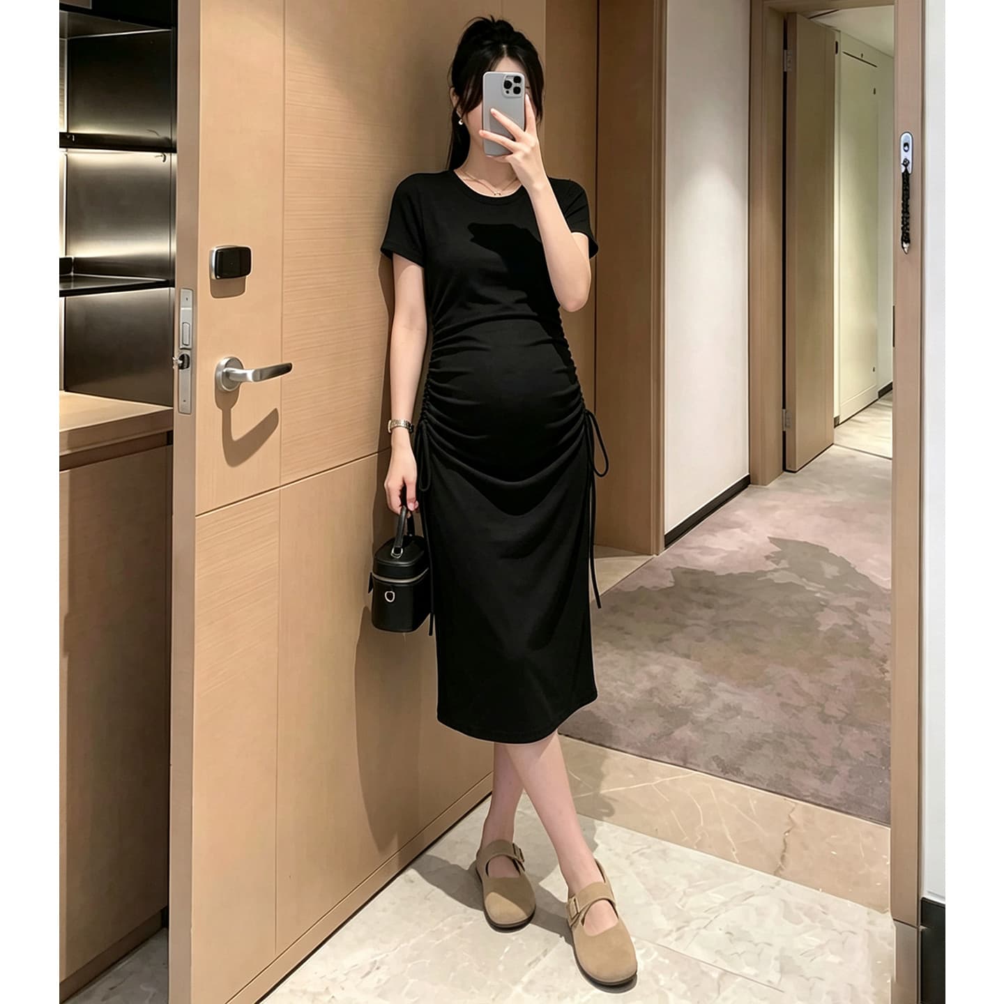 임산부 드레스 여름 롱 코트 임신 기간 착용 가져 가라. 패션 디자인 센스 이미지 4