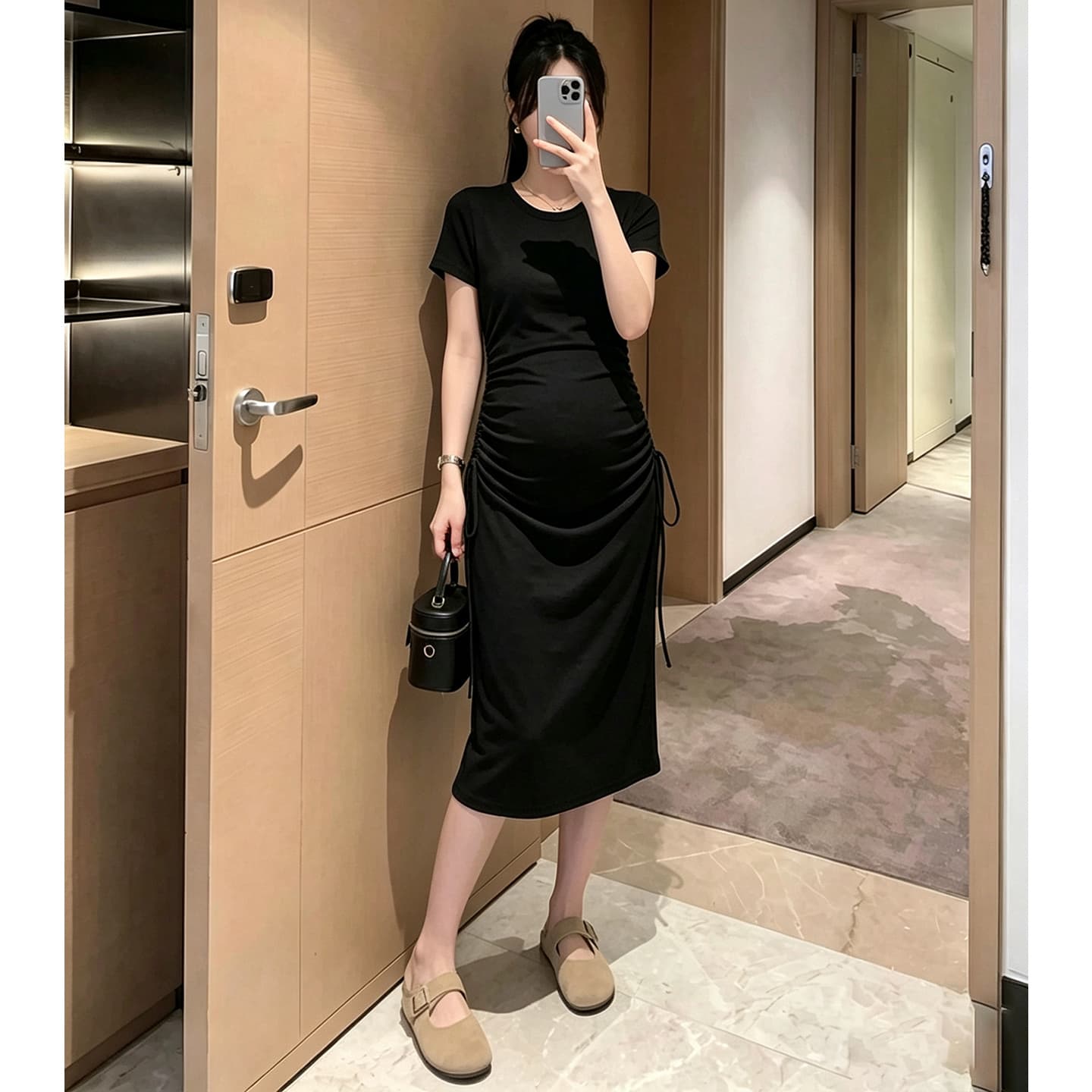 임산부 드레스 여름 롱 코트 임신 기간 착용 가져 가라. 패션 디자인 센스 이미지 3