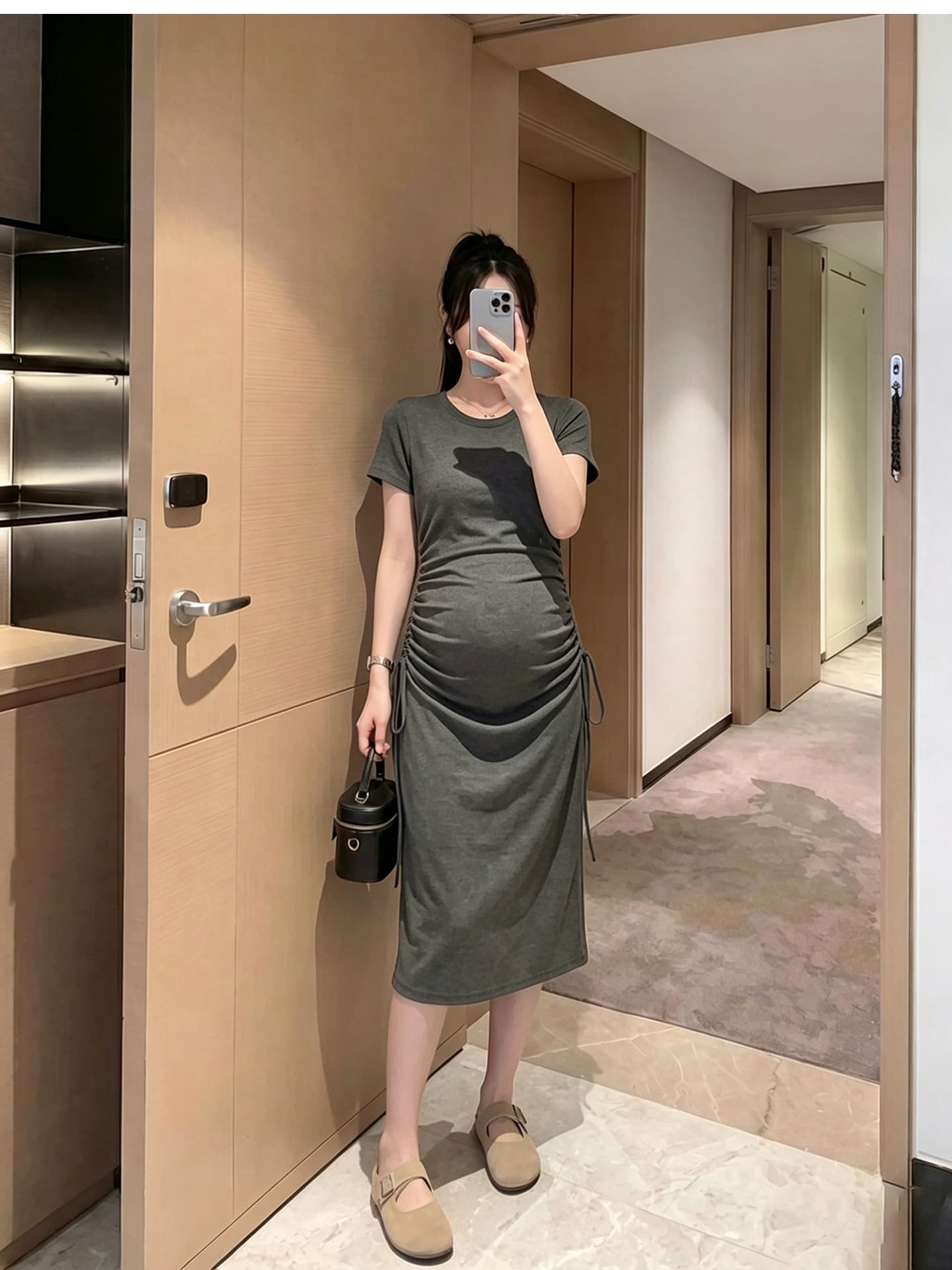 임산부 드레스 여름 롱 코트 임신 기간 착용 가져 가라. 패션 디자인 센스 상세 이미지 2
