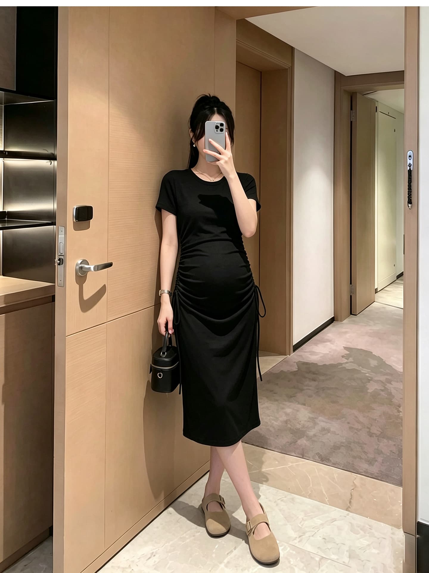 임산부 드레스 여름 롱 코트 임신 기간 착용 가져 가라. 패션 디자인 센스 상세 이미지 7