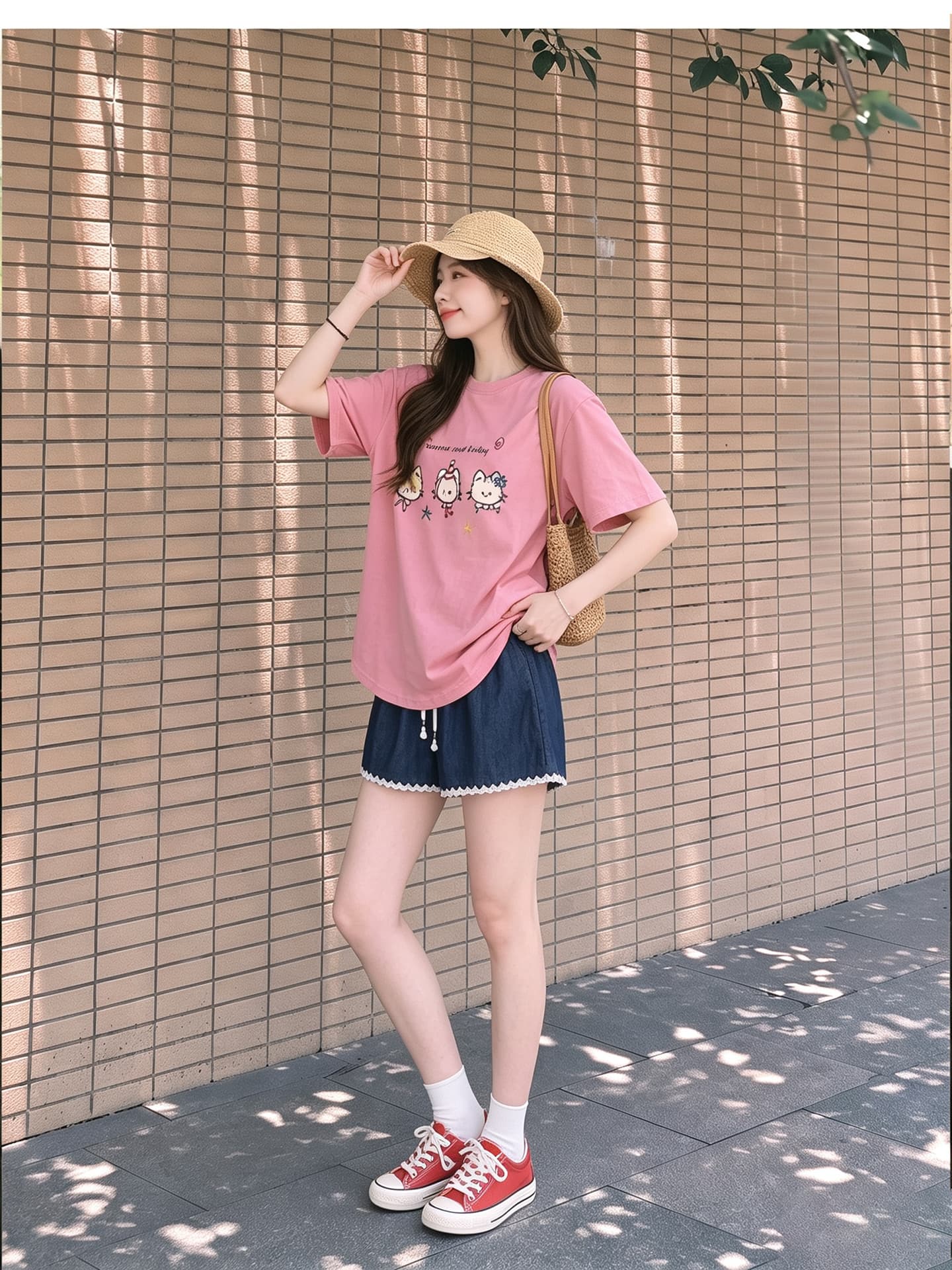 임산부 여름 외출용 얇은 스타일 캐주얼 루즈핏 반팔 맨위 여름 드레스 투피스 세트 상세 이미지 5