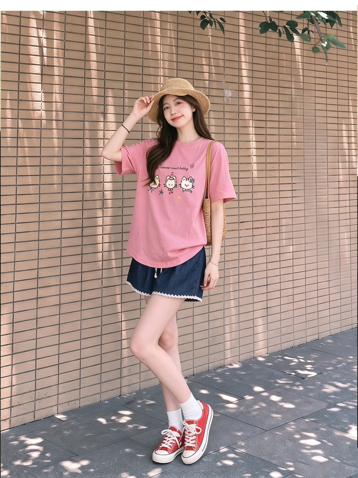 임산부 여름 외출용 얇은 스타일 캐주얼 루즈핏 반팔 맨위 여름 드레스 투피스 세트 상세 이미지 7
