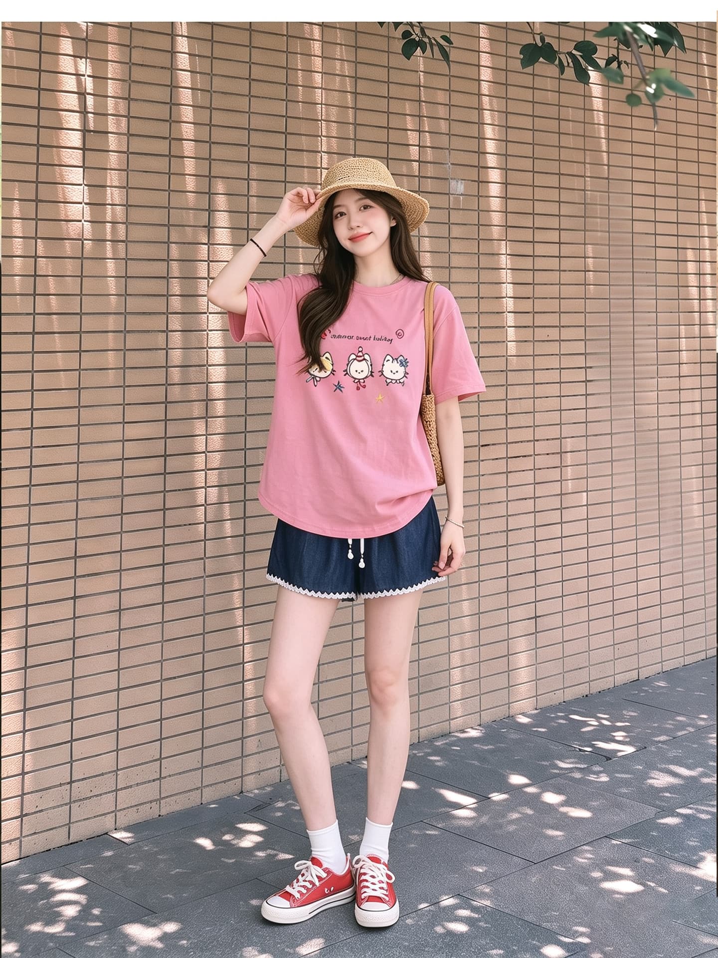 임산부 여름 외출용 얇은 스타일 캐주얼 루즈핏 반팔 맨위 여름 드레스 투피스 세트 상세 이미지 12