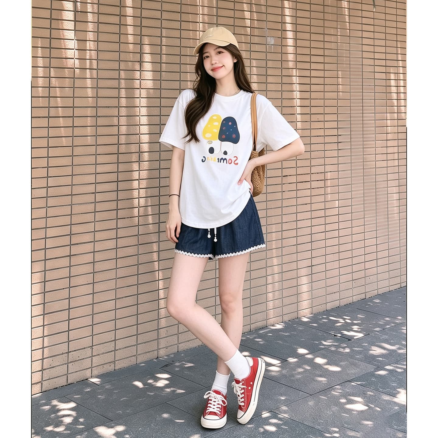 임산부 여름 외출용 얇은 스타일 캐주얼 루즈핏 반팔 맨위 여름 드레스 투피스 세트 이미지 2
