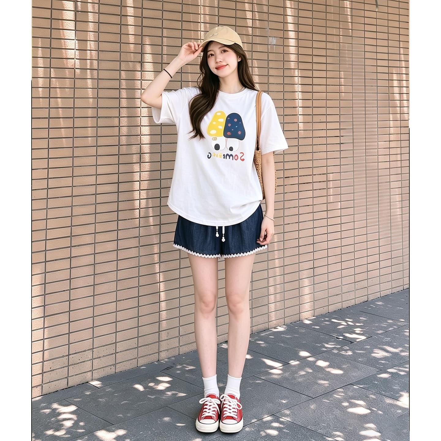 임산부 여름 외출용 얇은 스타일 캐주얼 루즈핏 반팔 맨위 여름 드레스 투피스 세트 이미지 3